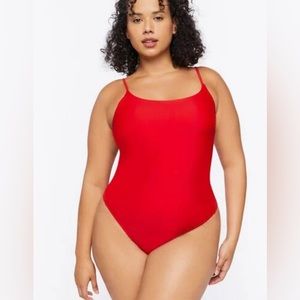 Forever 21+ - A knit one-piece swimsuit in red. Size OX (XL). NWT